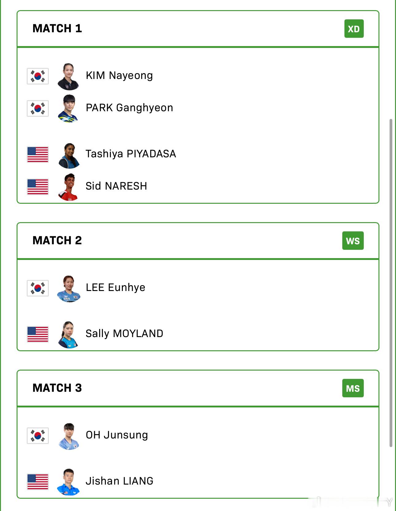 2025混合团体世界杯G3韩国VS美国朴康贤/金娜英VS希德/塔诗雅李恩惠VS莫