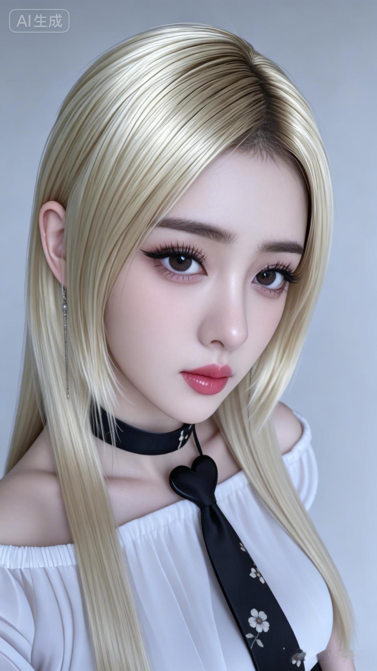 美女写真，专业人像摄影。浅咖色长直发柔顺垂坠，浓眉大眼，肌肤白皙，长卷睫毛灵动，