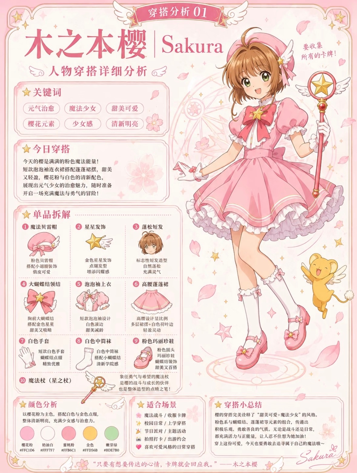 百变小樱人物穿搭分析✨每一套都会发光！这组整理了《百变小樱》里5位人物的穿搭细节