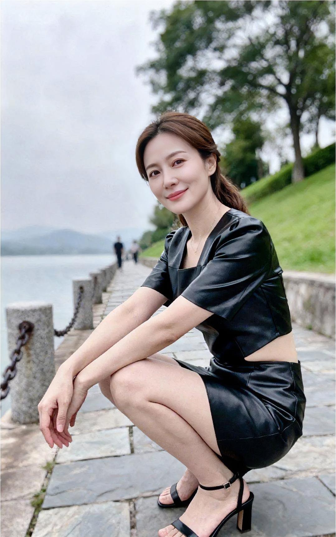 《<湖畔微风遇皮质柔光>》

黑色皮质，裁出别致的轻盈，

侧腰留白，呼吸着湖畔