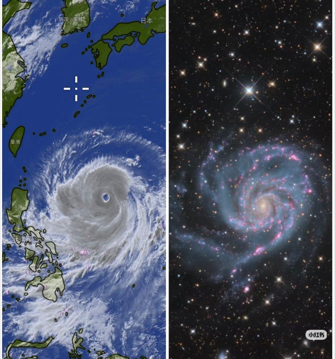 巴威台风&星系M101自然规律在不同尺度不同维度的表现 