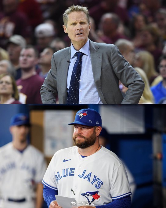 去年MLB蓝鸟队在世界大赛第七场失利（输给道奇）后，史蒂夫·科尔给蓝鸟队主教练乔