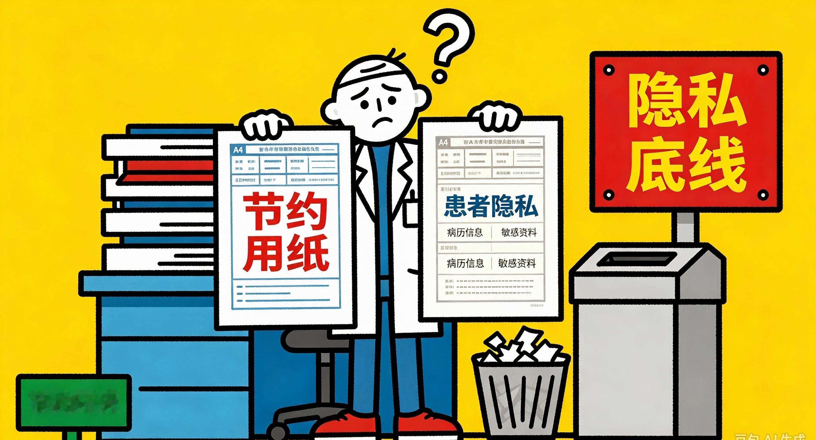 医院节约耗材是好事，但拿印着患者病历信息的纸张二次利用，这个分寸真的拿捏错了❗❗