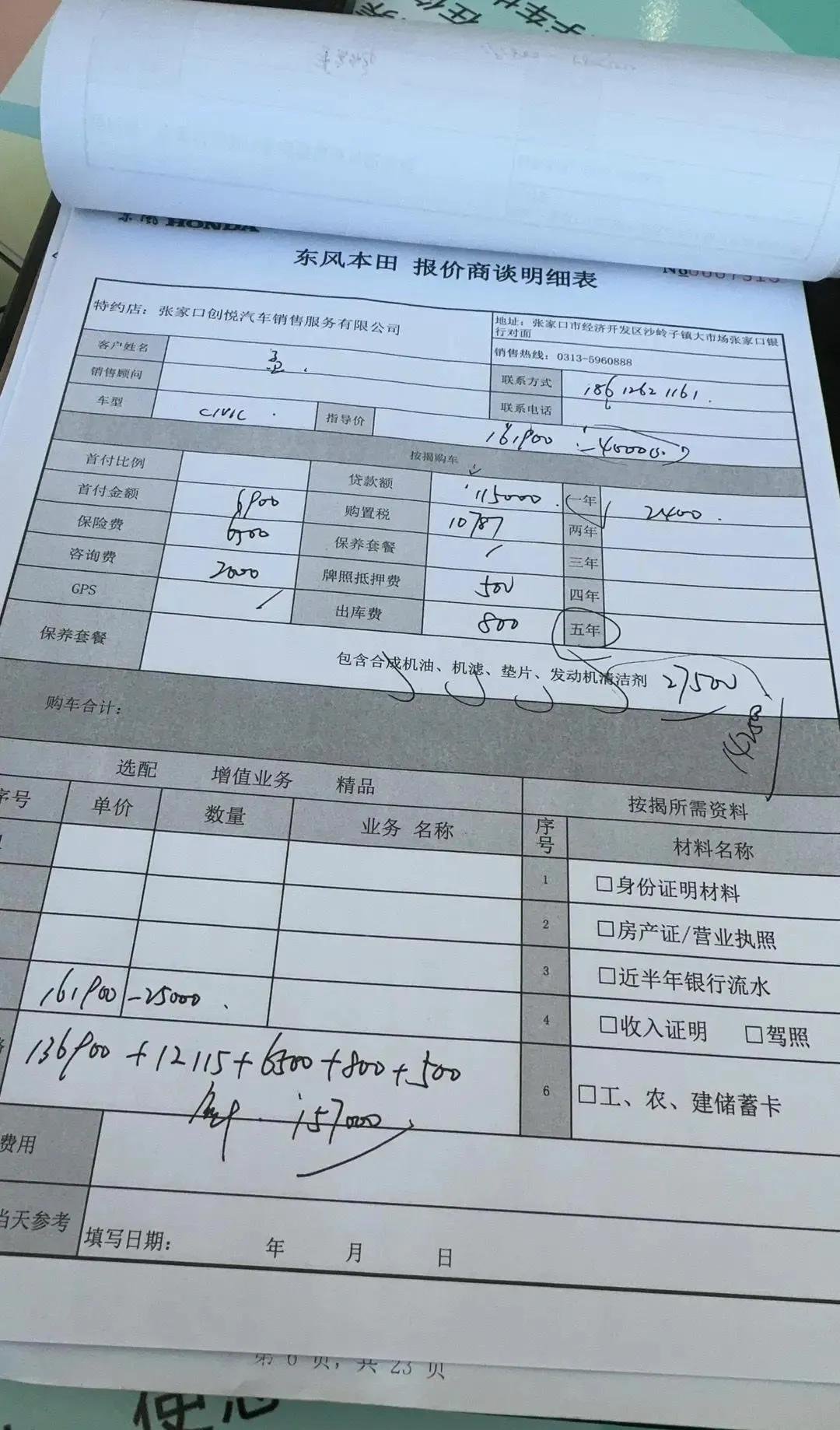昨天去本田4s店谈的思域价格，大家瞅瞅合适吗？第一张是混动先锋的，第二张纸是混动