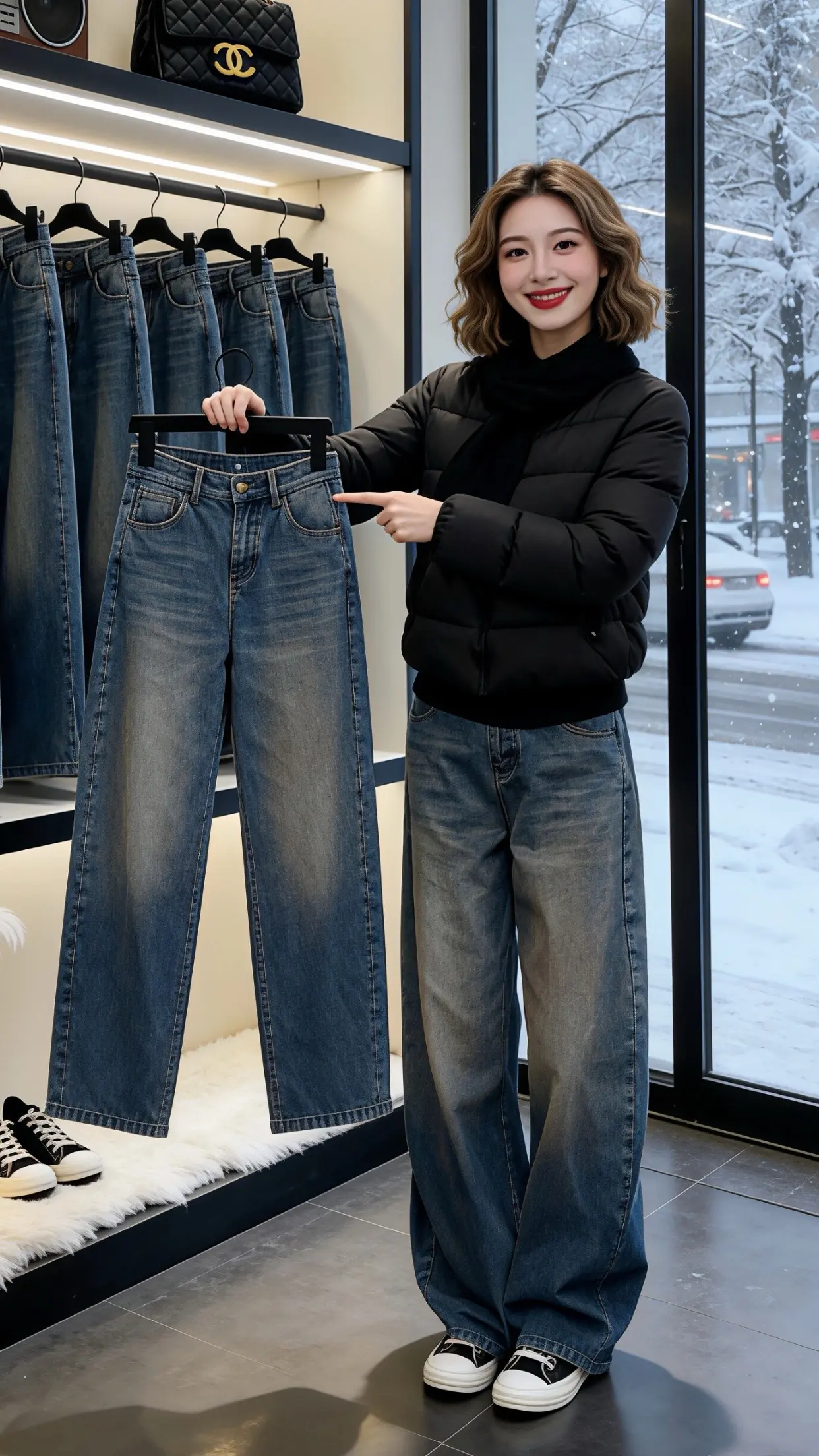 百搭裤子加绒牛仔裤 小个子梨形身材穿搭秋冬穿搭测评秋冬穿搭显贵公式