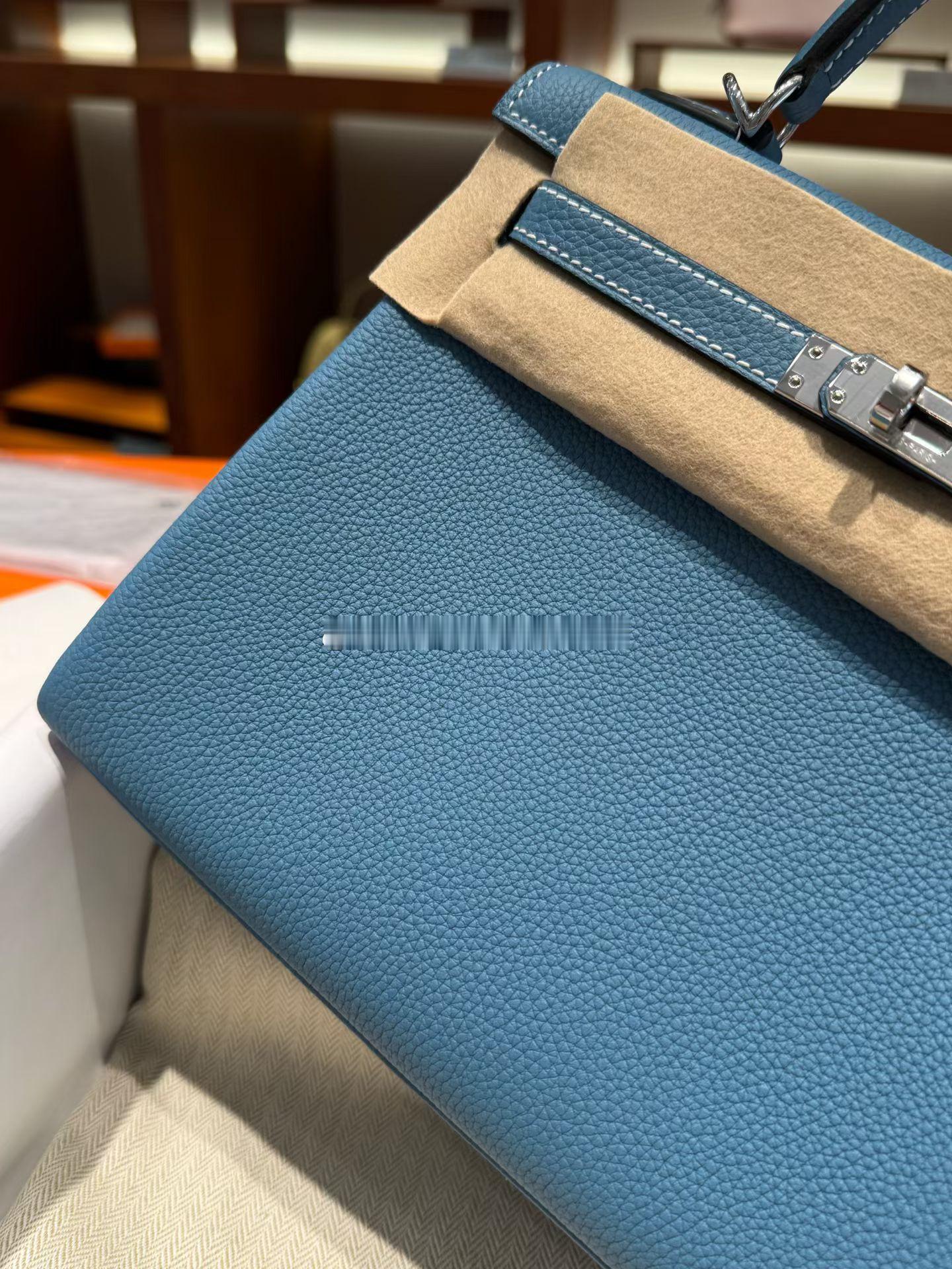 Kelly25 原厂Togo皮 D2新牛仔蓝 银扣爱马仕hermes