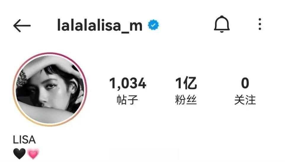 Lisa粉丝数突破1亿，成为第1位达成的Kpop艺人，成为第1位达成的泰国名人，