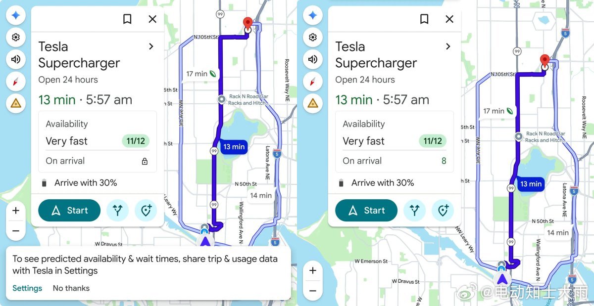 有时候很感叹我国在补能基建上的领先性。最近看到一条新闻：Google Maps 