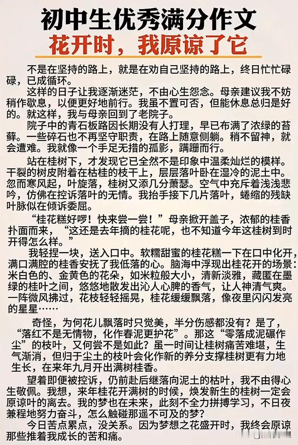 “惊艳四座！”初中生优秀满分作文6篇、中考满分作文3篇、中考押题作文8篇！每一篇