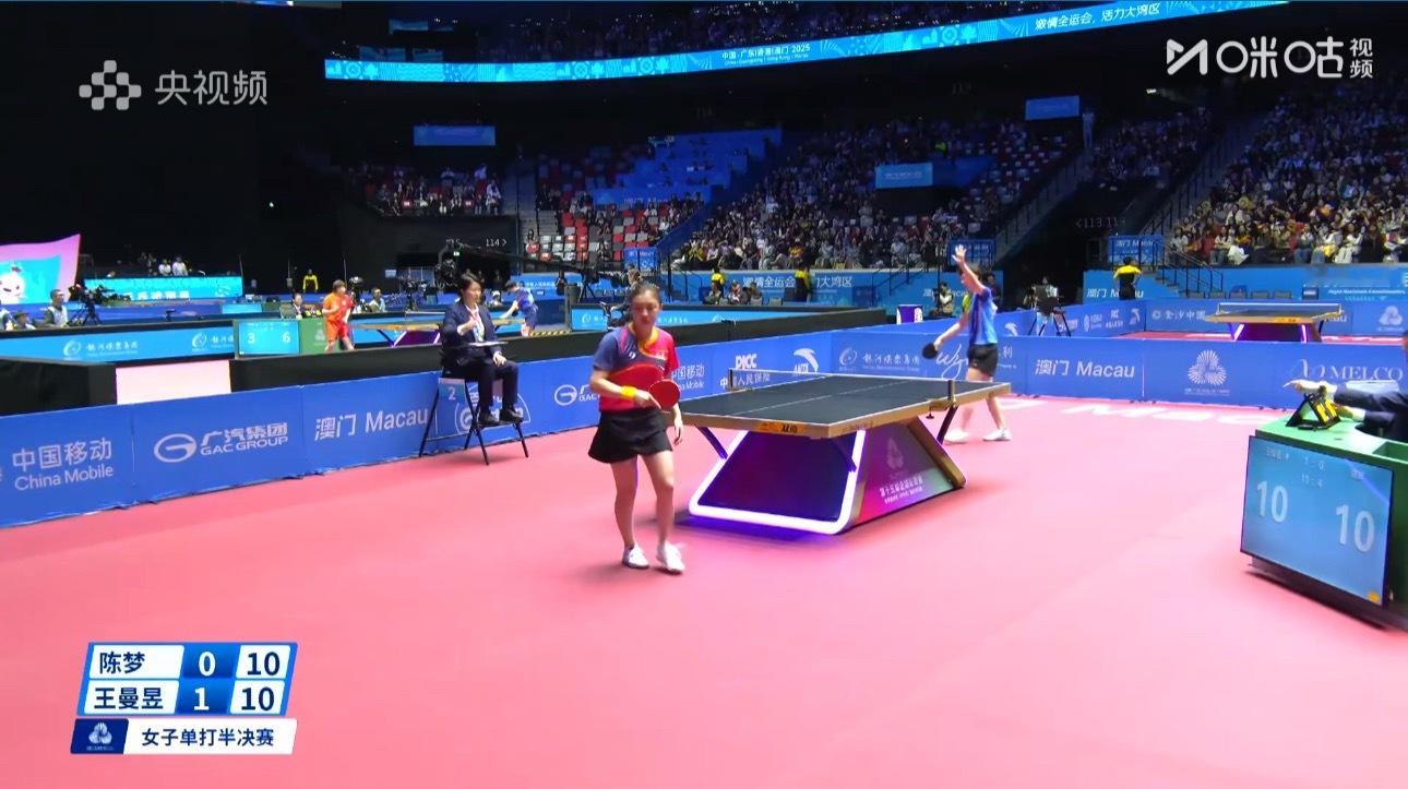 王曼昱2-0陈梦孙颖莎1-1朱雨玲孙颖莎状态打开了 再多喊喊 