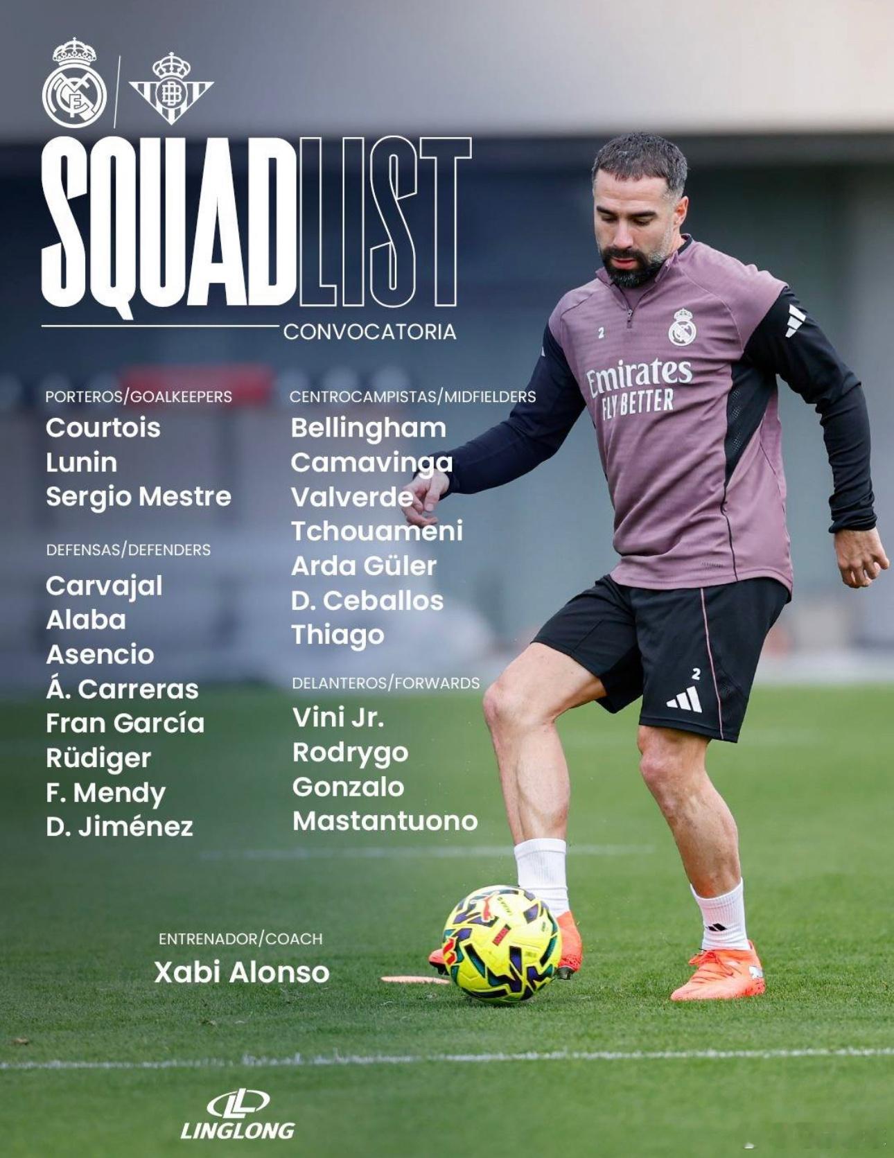 1月4日讯 皇家马德里官方公布了本来西甲对阵皇家贝蒂斯的球队名单，锋线主力姆巴佩