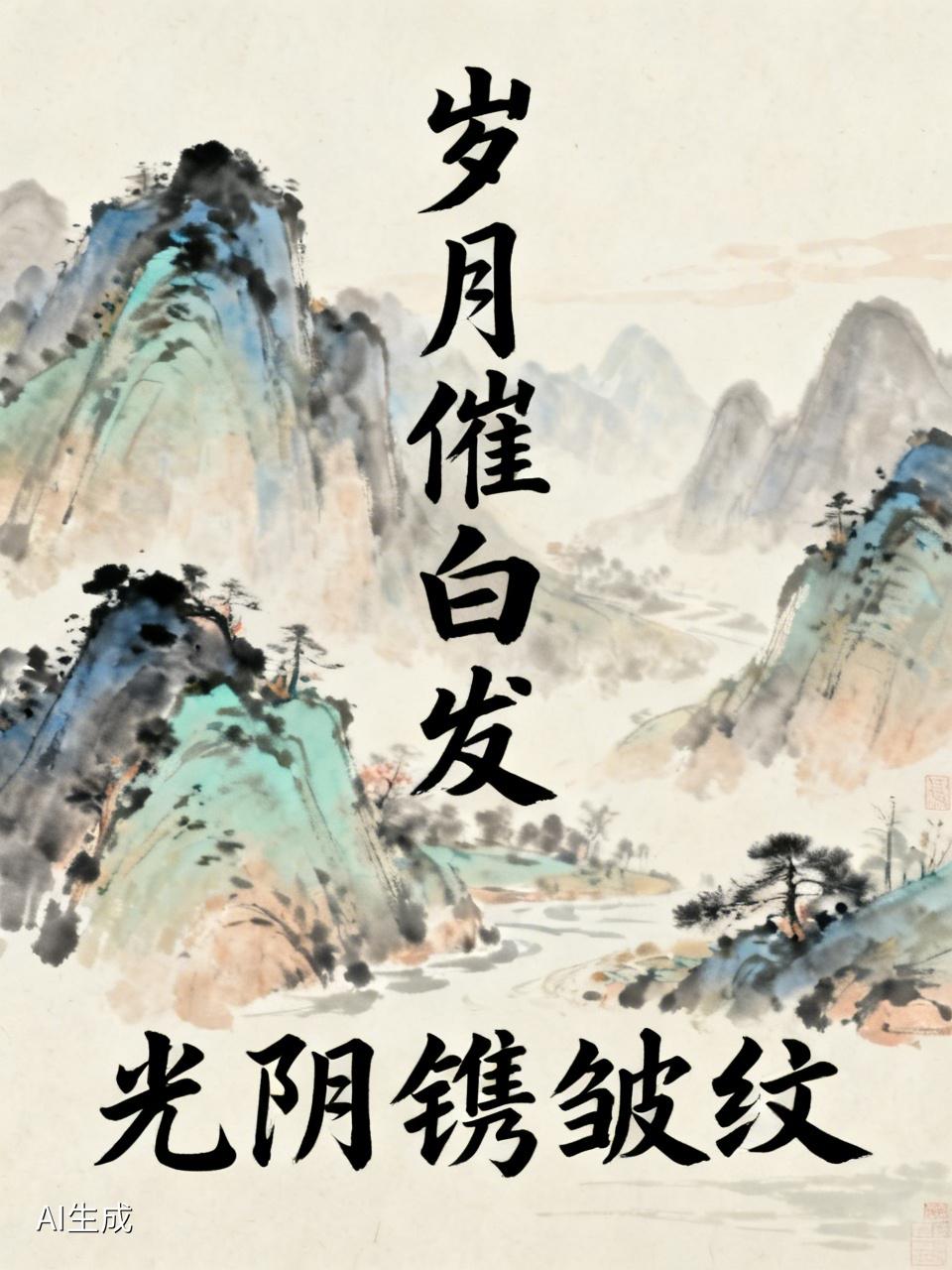 下联：光阴镌皱纹。
