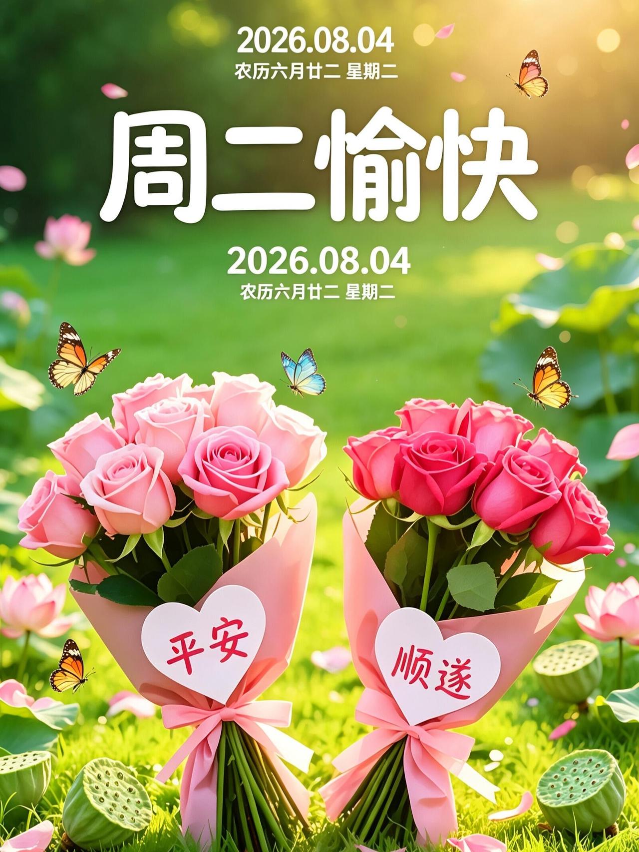 8月4日清晨问候，周二快乐🌷。盛夏悠长，时光缓缓，愿你保持热爱，奔赴日常。遇到