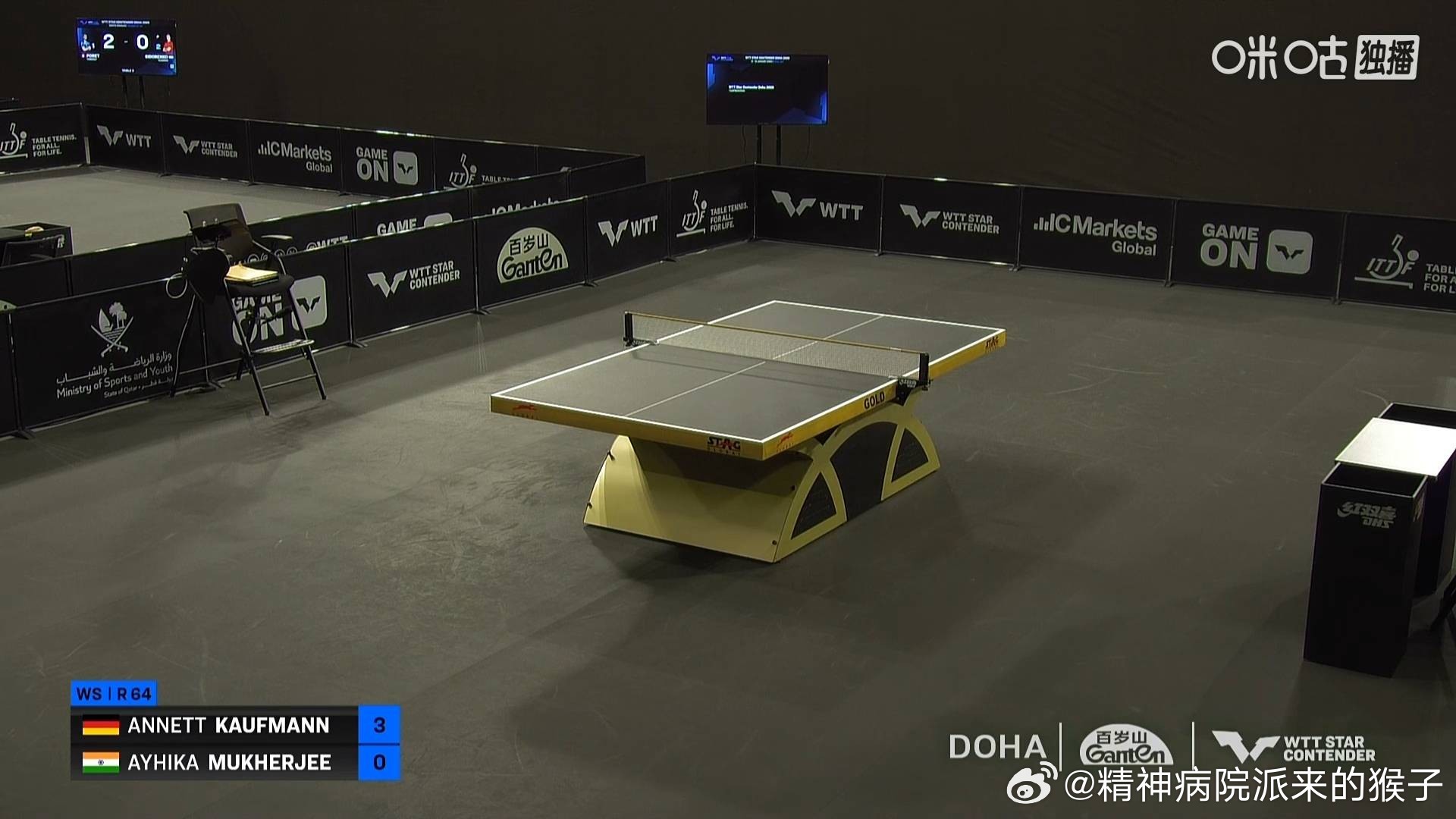 西多仁科3比2泊雷特（-4，10，9，-3，5）考夫蔓3比0艾希卡穆克吉（1，9