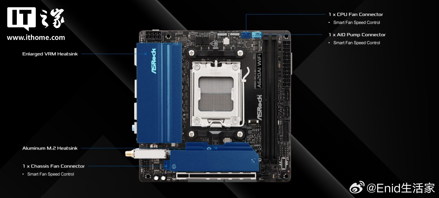 华擎推出 AM5 平台 Mini-ITX 规格主板 A620AI WiFi：低调