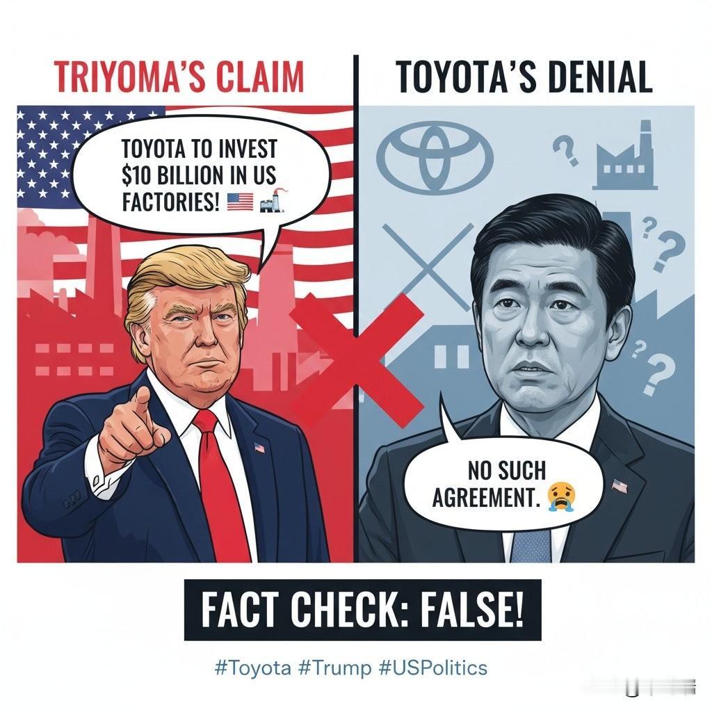 突发新闻：丰田汽车公司声称尽管特朗普在日本访问期间做出过承诺，但丰田从未明确承诺