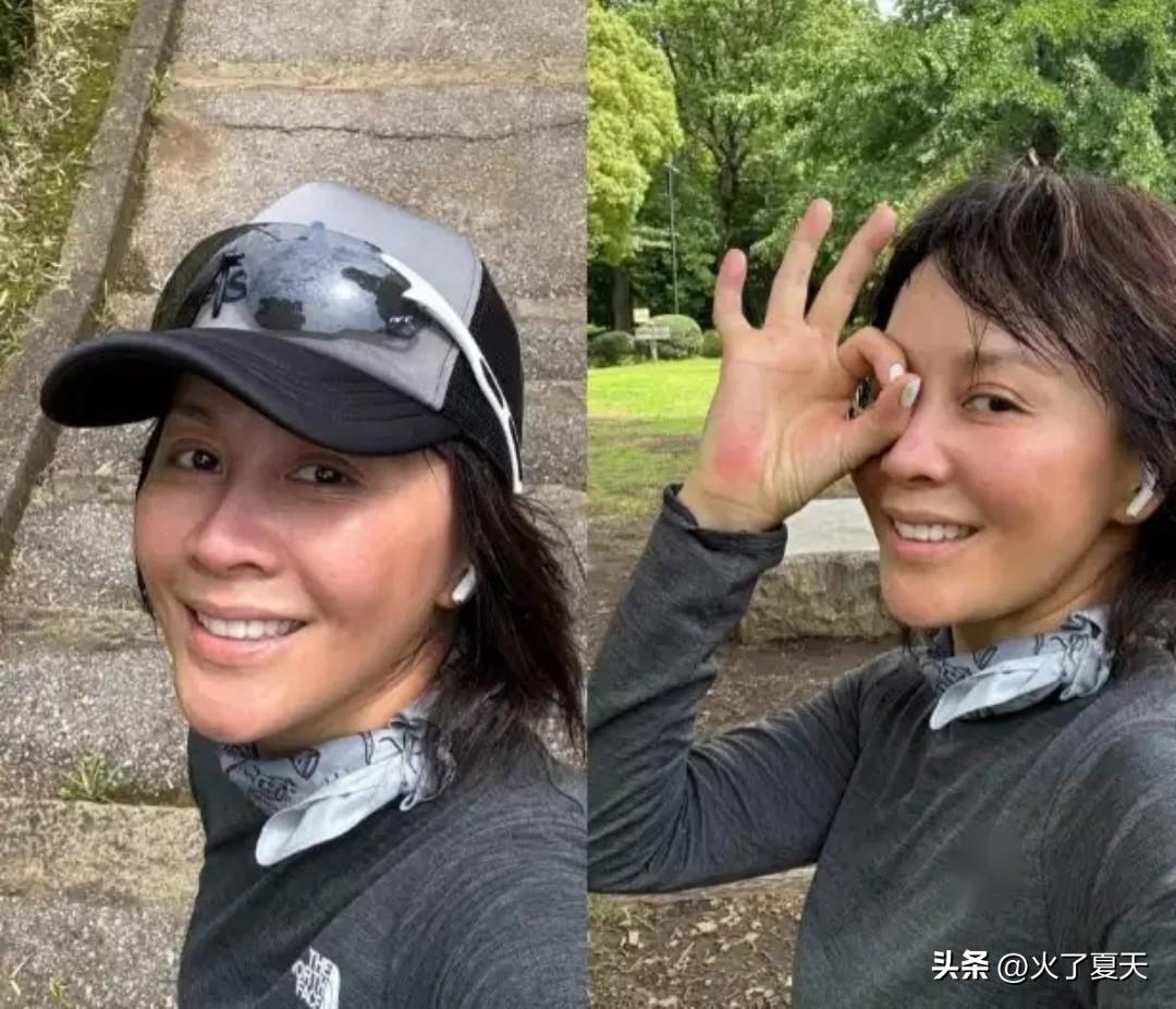 58岁的刘嘉玲户外晨跑，穿紧身裤不遮臀部，网友：还真没一点老人样 ​​​。