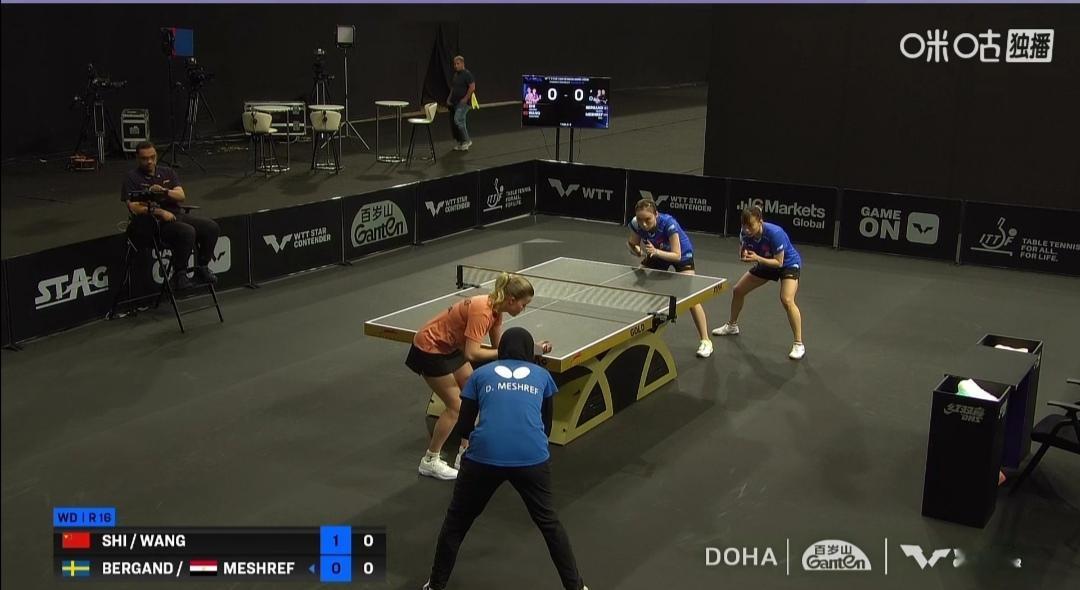 多哈球星挑战赛，国乒女双1/4决赛，迎来德比之战！


国乒石洵瑶/王晓彤3：0