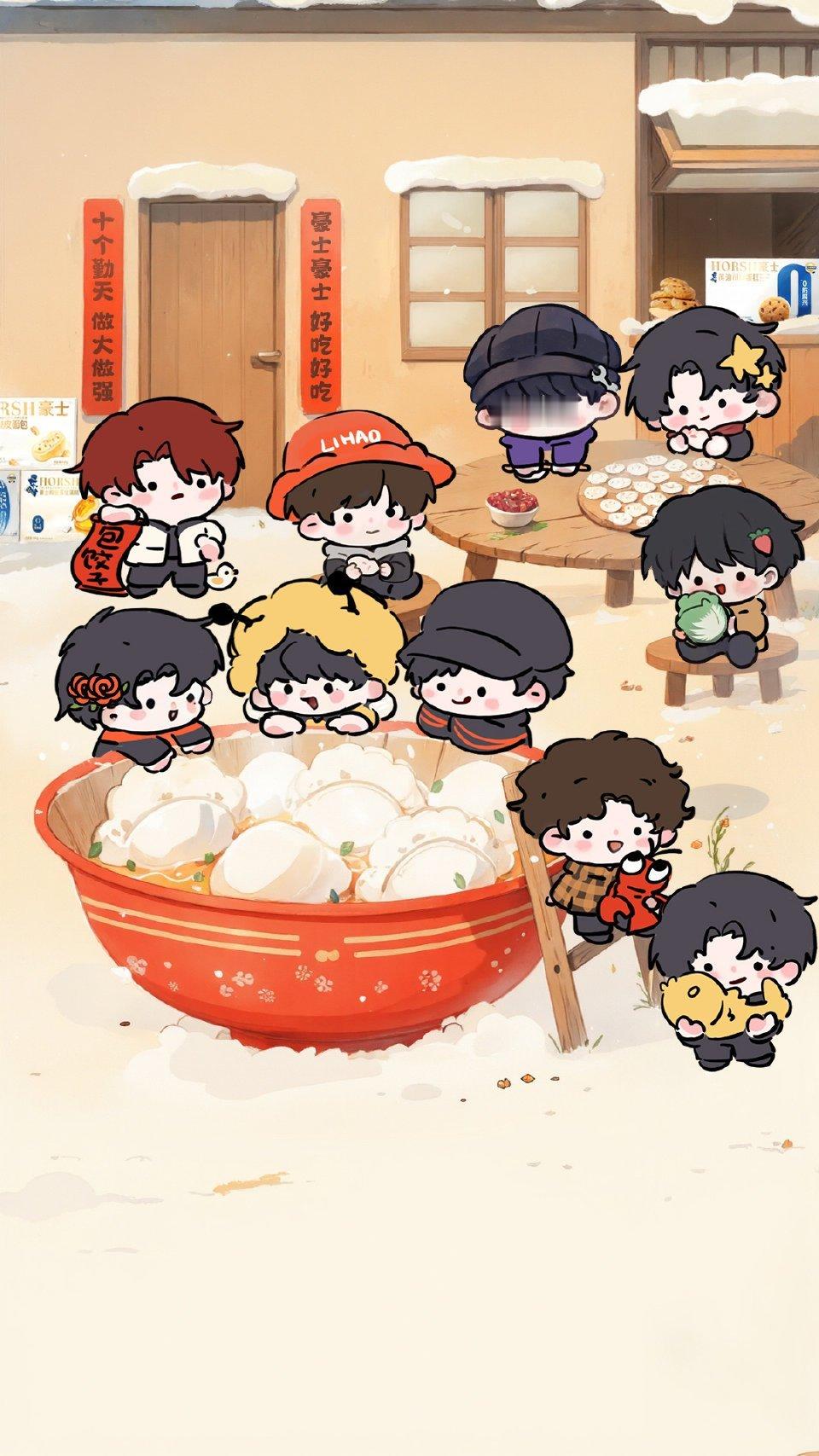 2022年，厨房未建，寒风凛冽，匆匆忙忙。2023年，风波后直播，听着音乐包饺子