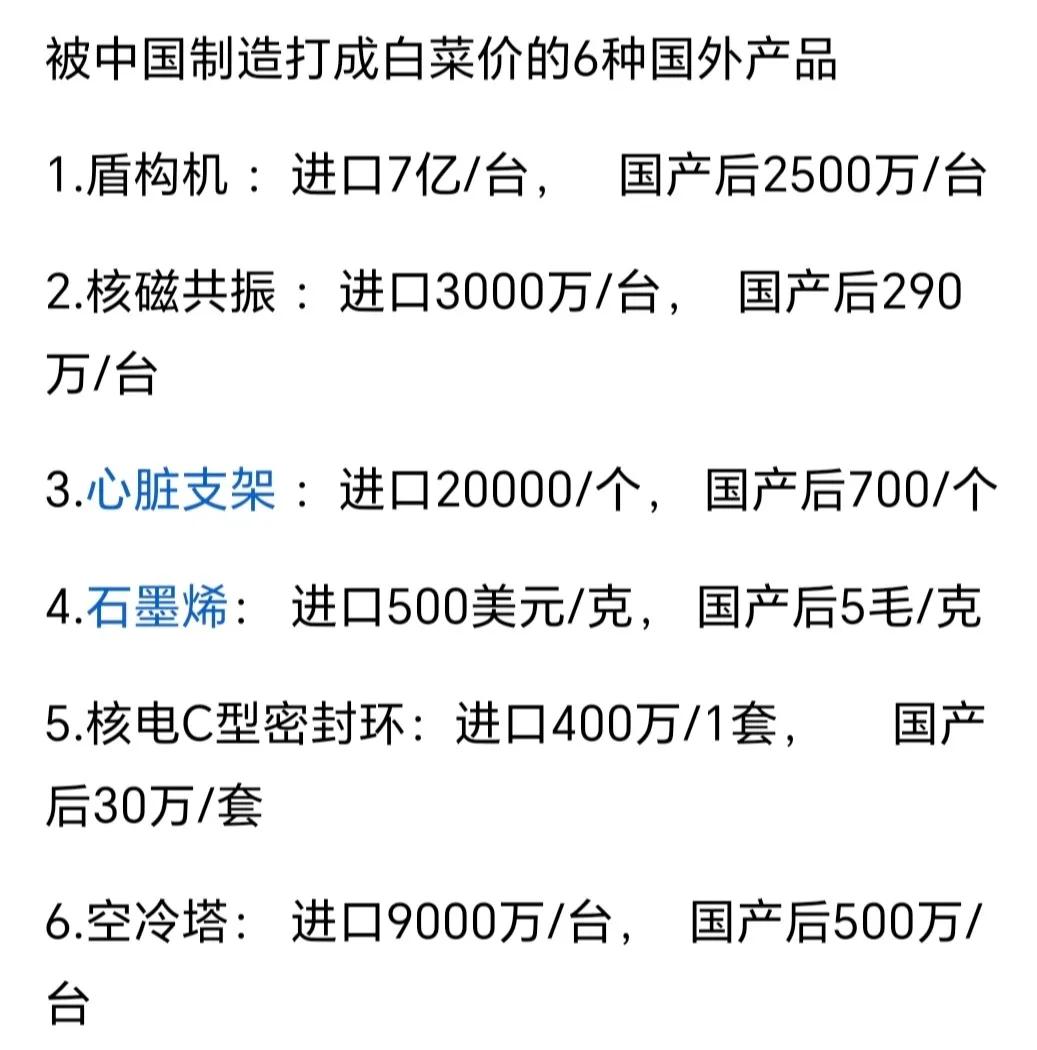 被中国弄成白菜价的六种外国人产品。中国产的盾构机，这么便宜，伤害了中国科技人员，