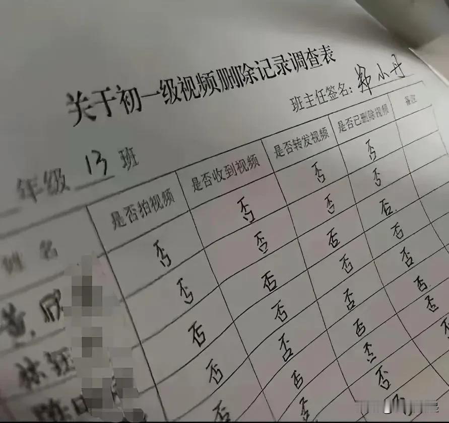 视频删除调查表，什么样的道德品质才能想出这种招数？
吴川三中欺凌事件视频曝光后，