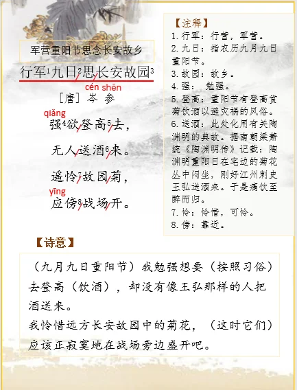 岑参《行军九日思长安故园》解析