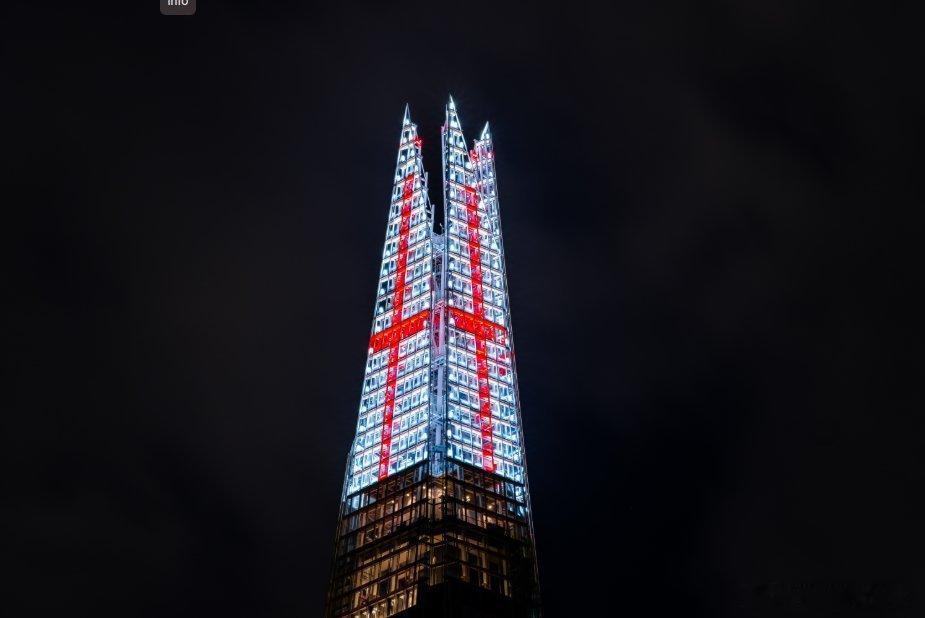 伦敦碎片大厦（The Shard）顶部20层将在明天英格兰对阵阿根廷的世界杯半决