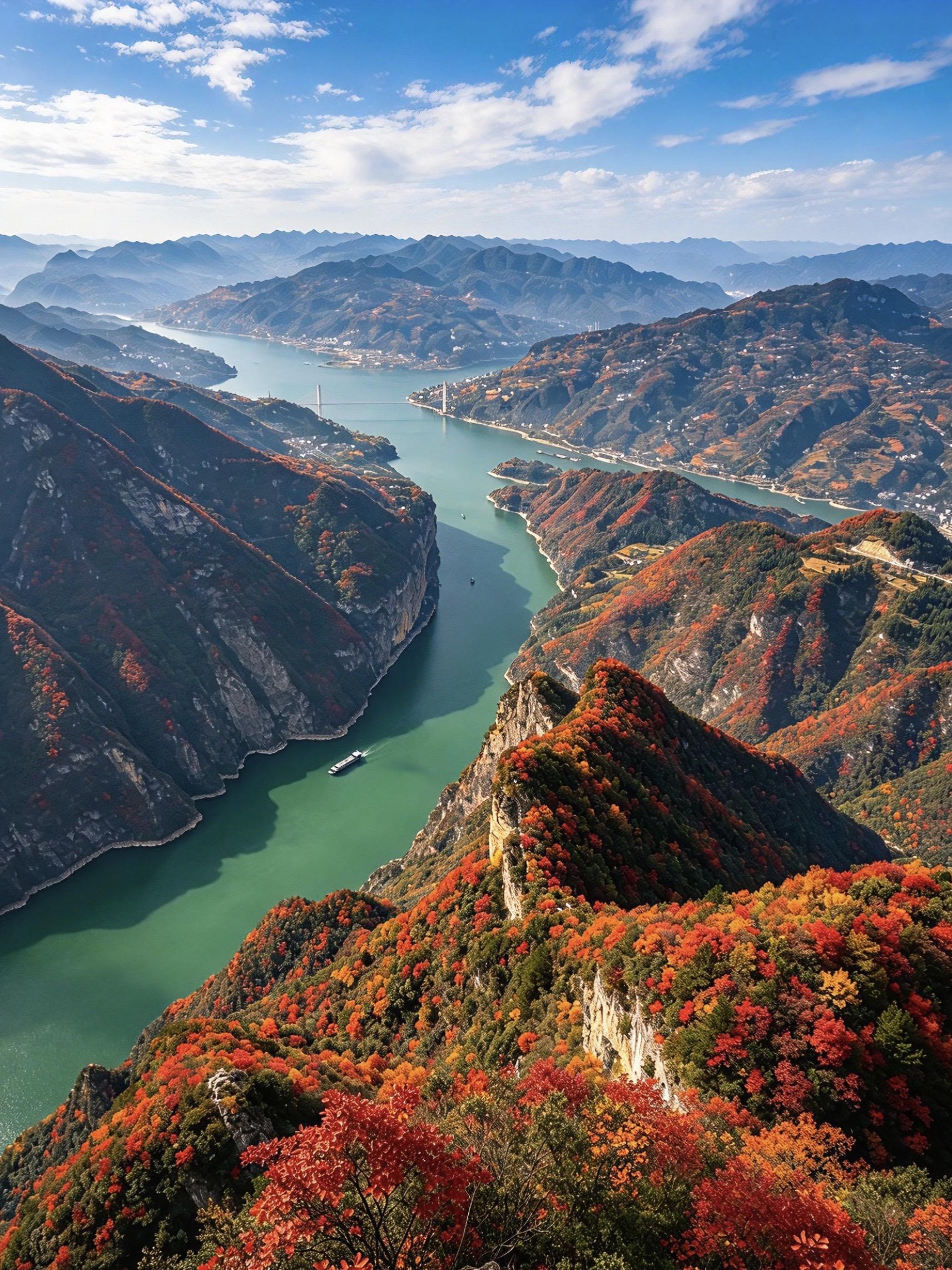 国家地理没骗我！三峡红叶11月直接封神！终于亲眼见证国家地理笔下的峡江...