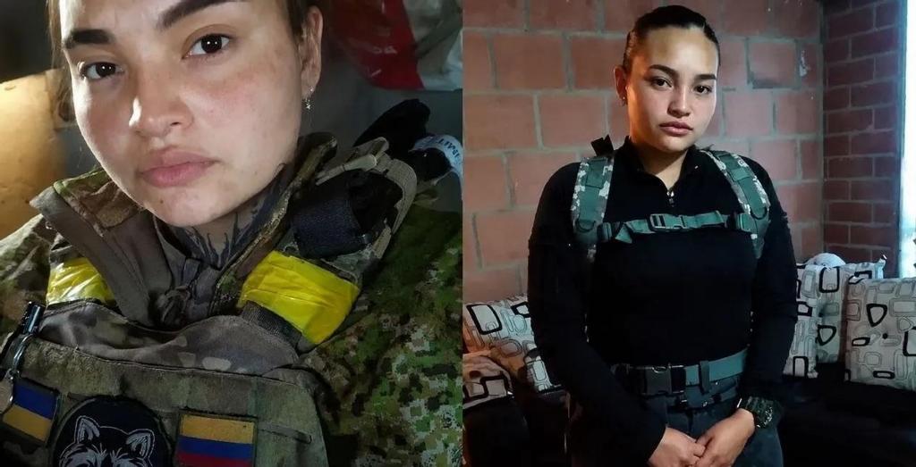哥伦比亚女雇佣兵丹妮埃拉在扎波罗热被俄军俘虏时，身上还缠着战友们仓皇逃离时没来得