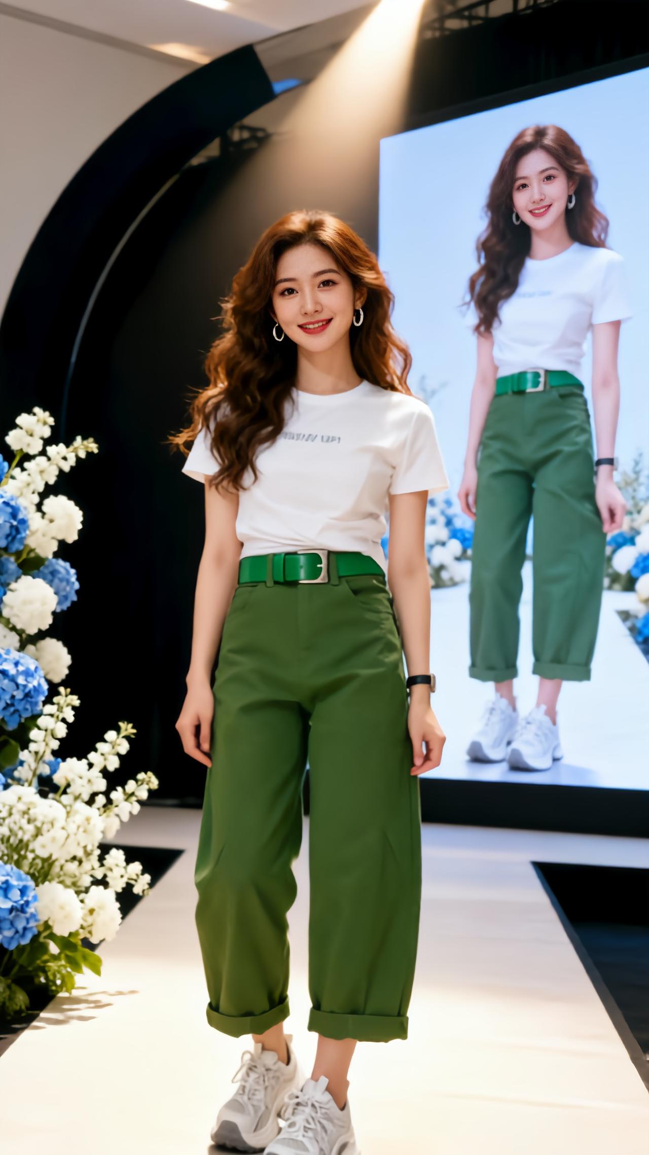 秀场 初夏穿搭 直筒显瘦秀场同款长裤 时装秀正确打开方式 浅蓝牛仔裤夏季潮流搭配