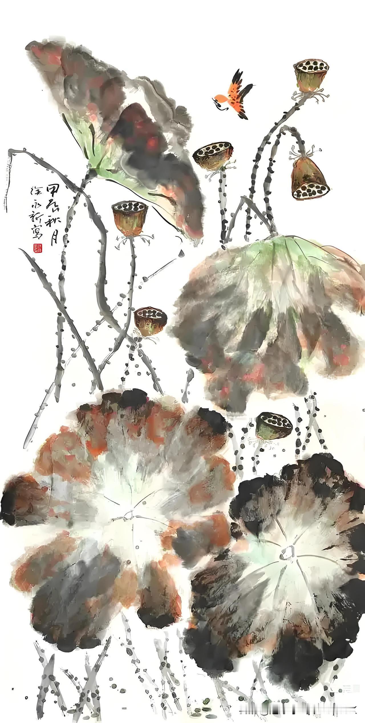 《秋 夕》
——唐·窦巩
护霜云映月朦胧，
乌鹊争飞井上桐。
夜半酒醒人不觉，