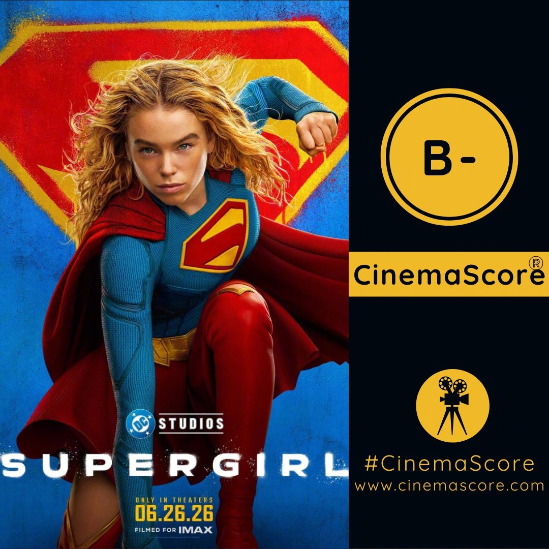 果然，《超级少女》CinemaScore的评分只有B-，北美票房堪忧了。 