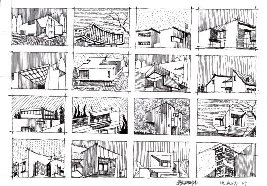 建筑黑白体块手绘8