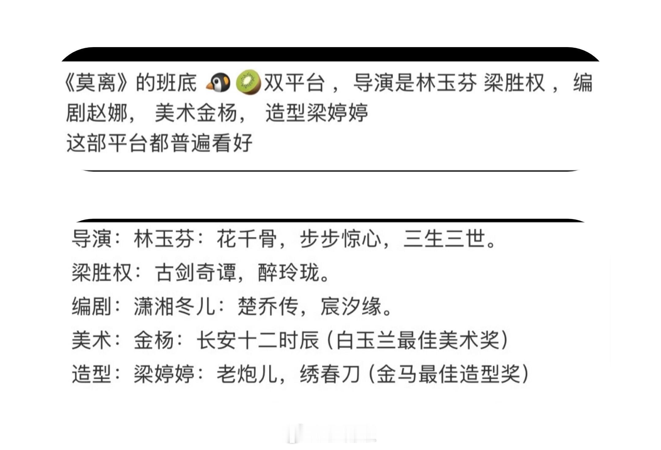 白鹿[超话]白鹿新剧班底太强了白鹿｜​​​