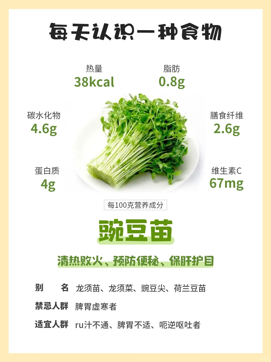 每天认识一种食物83｜豌豆苗