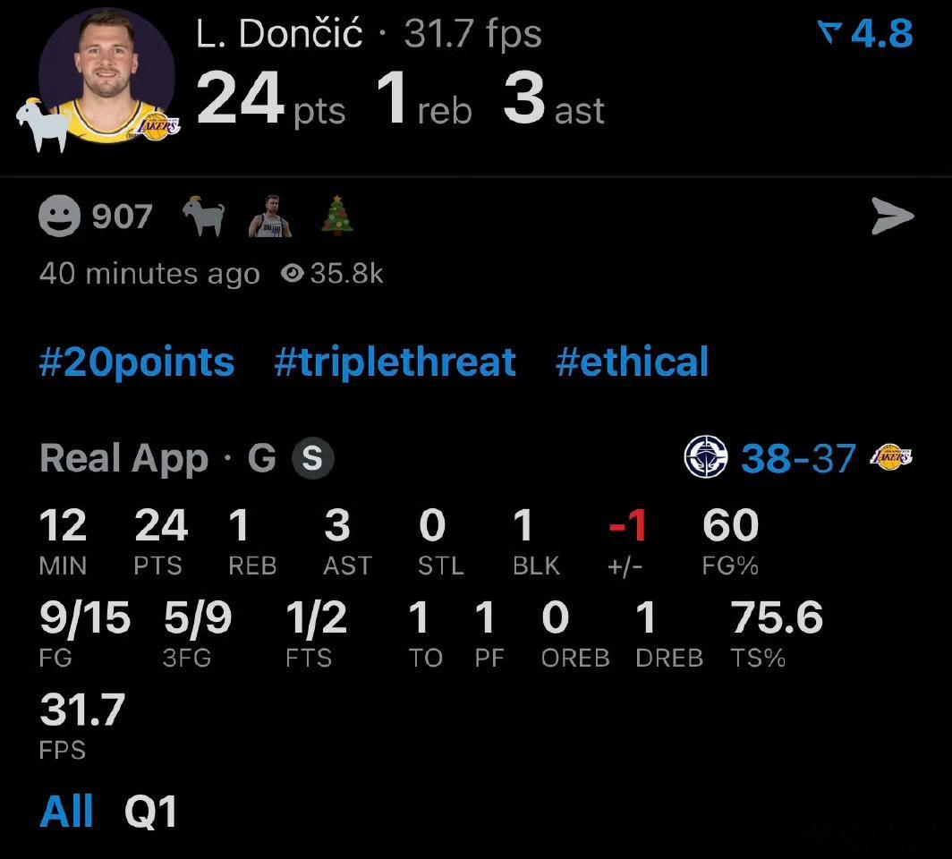 哈登防守东契奇还没有训练师防的好，东契奇单节24分快船vs湖人