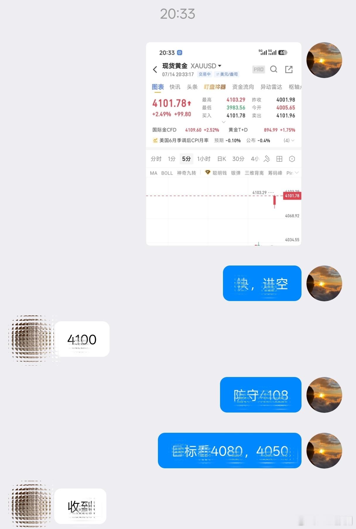 一击必胜！时机至，4100直接进场空，耐心等回踩确认。4080洛带，20点。实盘