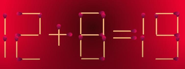 脑力竞技场开启！此刻，一组由火柴棒精心搭建的等式 “12 + 8 = 19” 映
