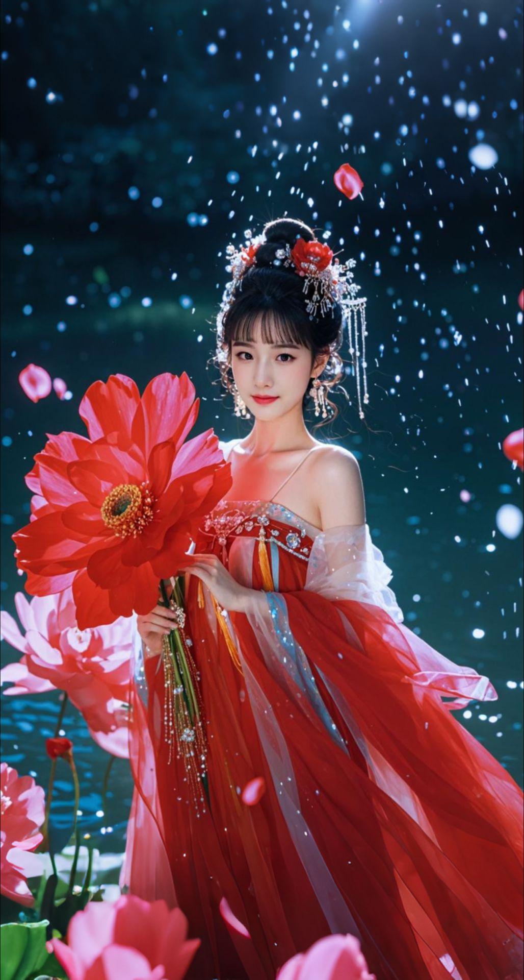 AI扩图 AI湖心花仙子