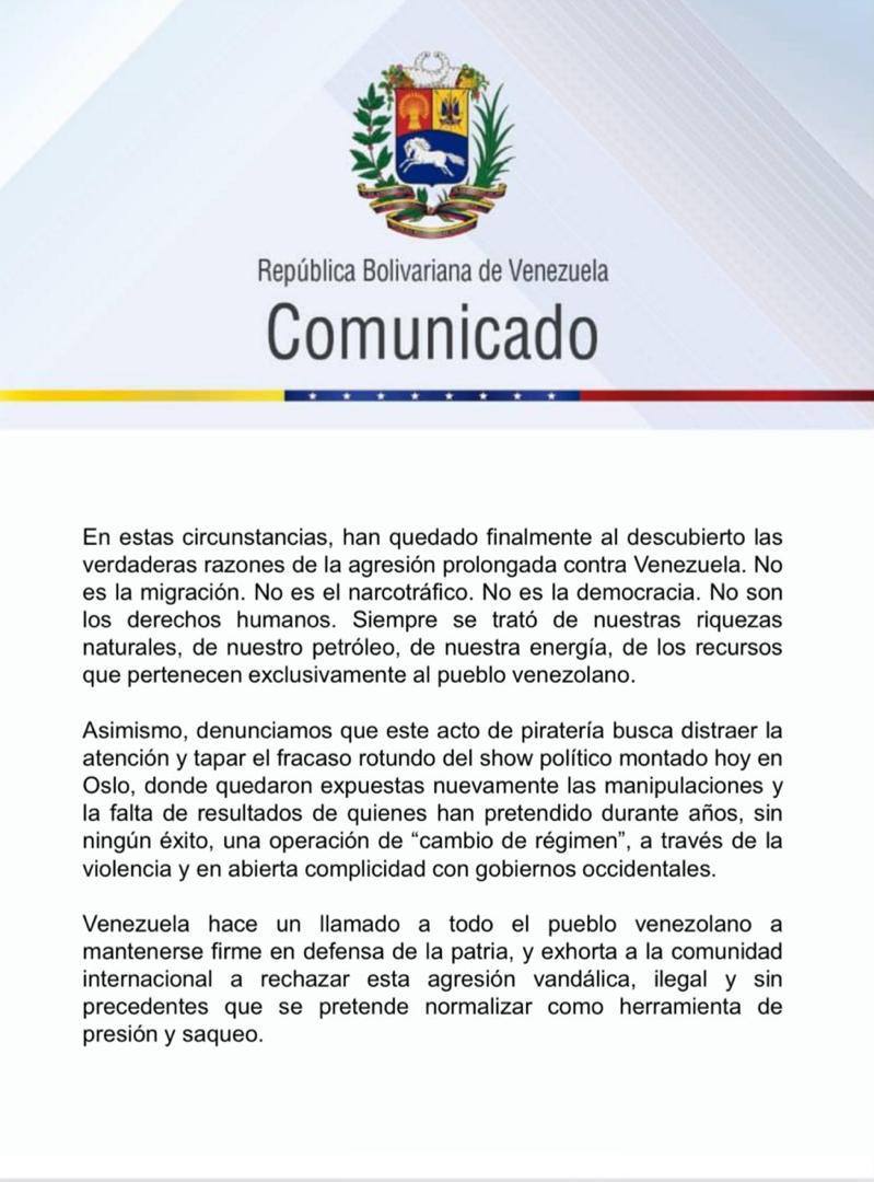 ❗委内瑞拉玻利瓦尔共和国政府发表声明，谴责美国海盗行径玻利瓦尔英雄之地委内瑞拉烽