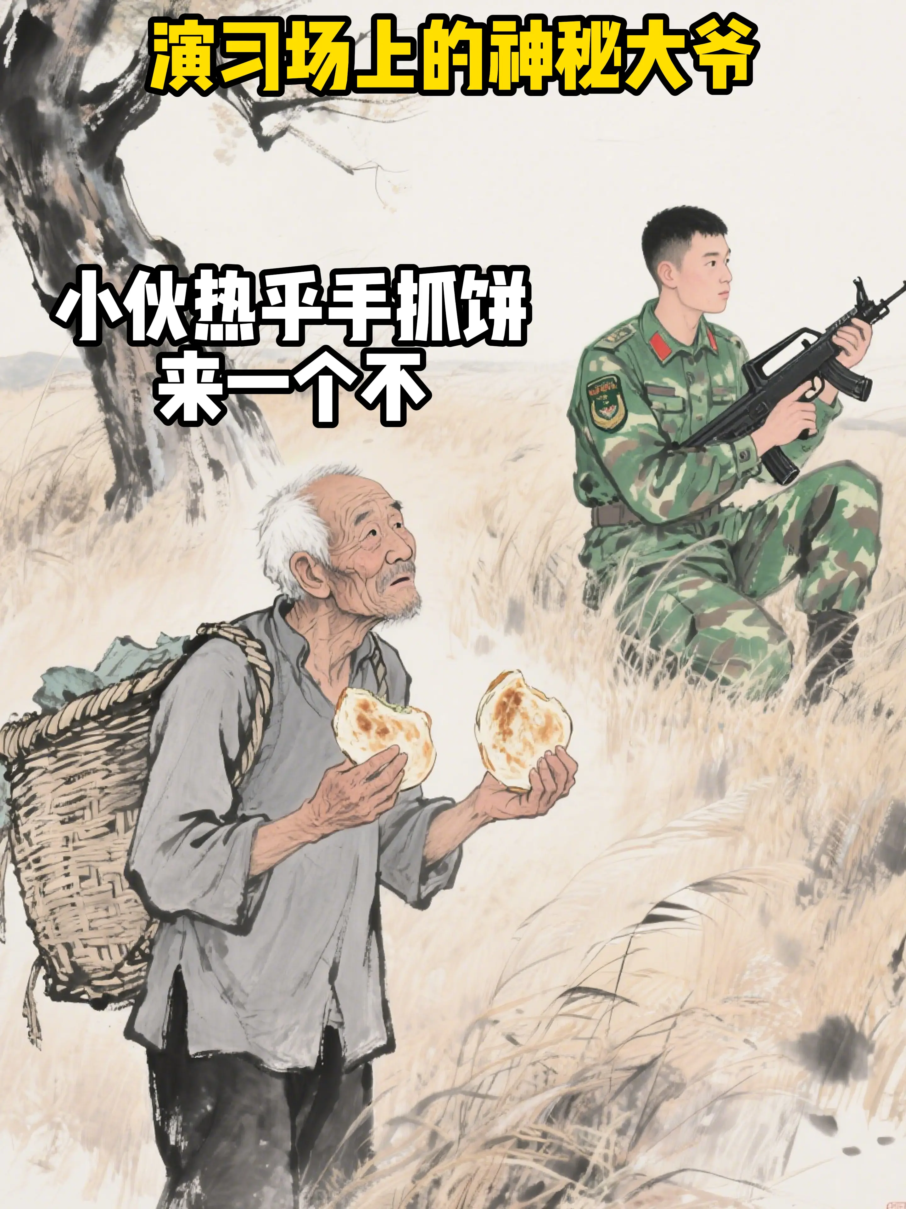 演习场上的神秘大爷。