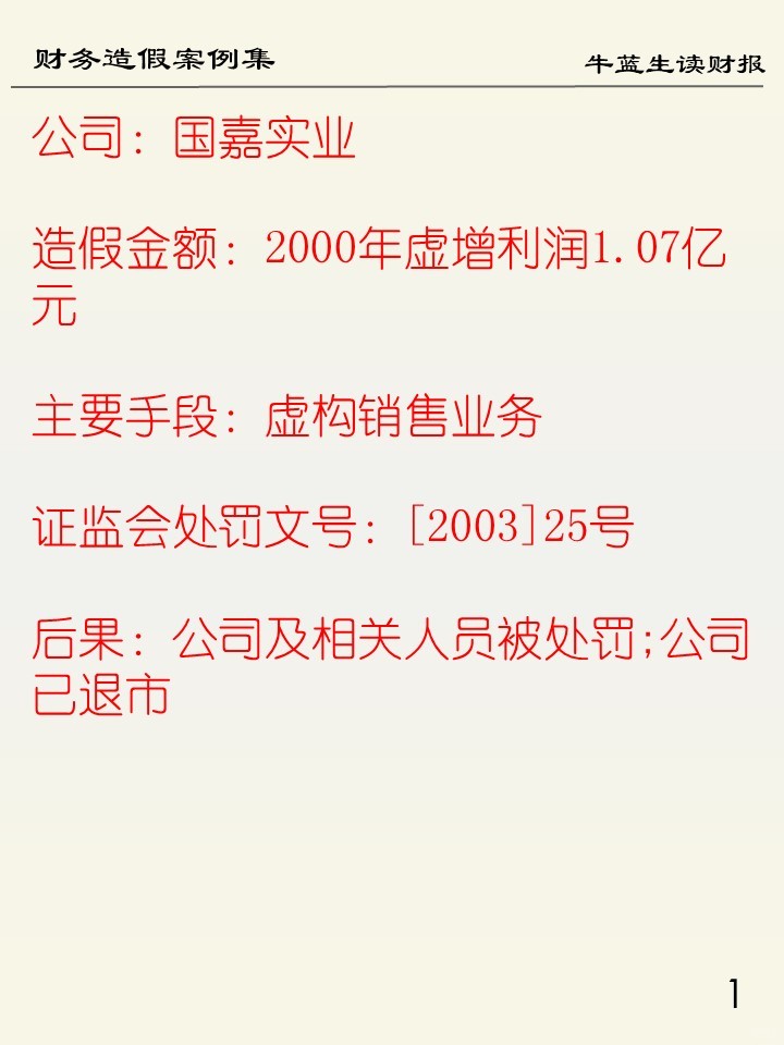 财务造假案例集 | 91 国嘉实业