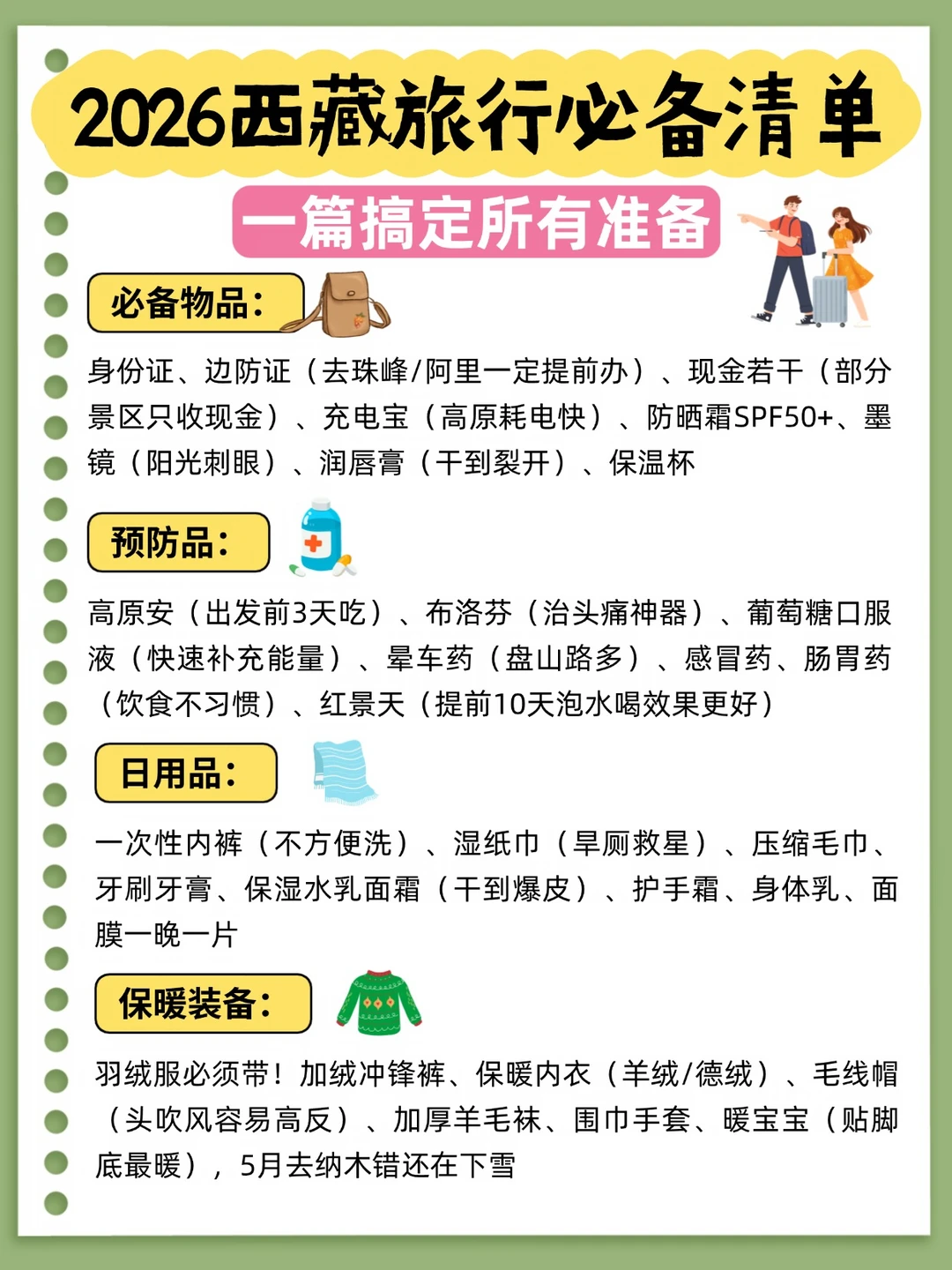 2026西藏旅行清单