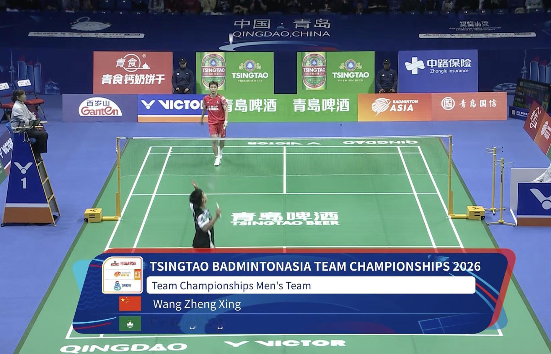 下午场比赛马上开始：王正行🇨🇳 vs 🇲🇴裴鹏峰2026亚洲羽毛球团体锦