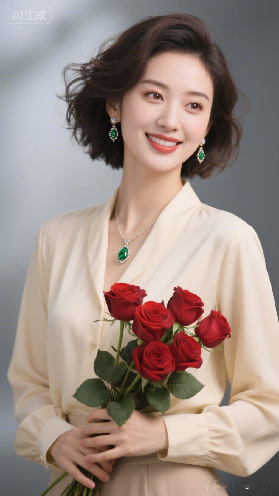 温柔优雅的玫瑰与美丽女孩的完美搭配🌹💖