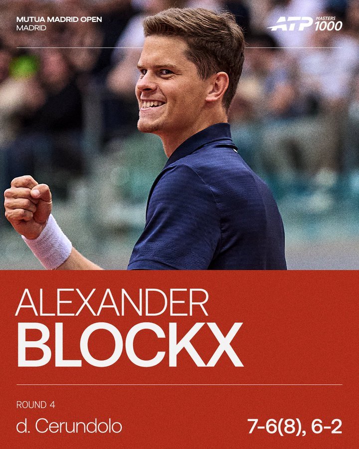 布洛克斯7-6(8)/6-2打败塞伦多罗，闯入马德里大师赛八强，将对阵鲁德。网球