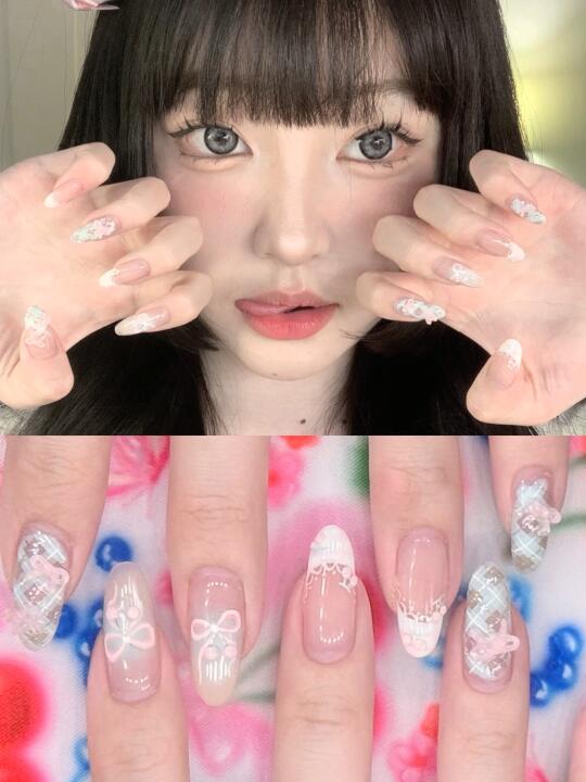 💅🏻ins风美甲｜夏天来一杯薄荷桃子冰沙