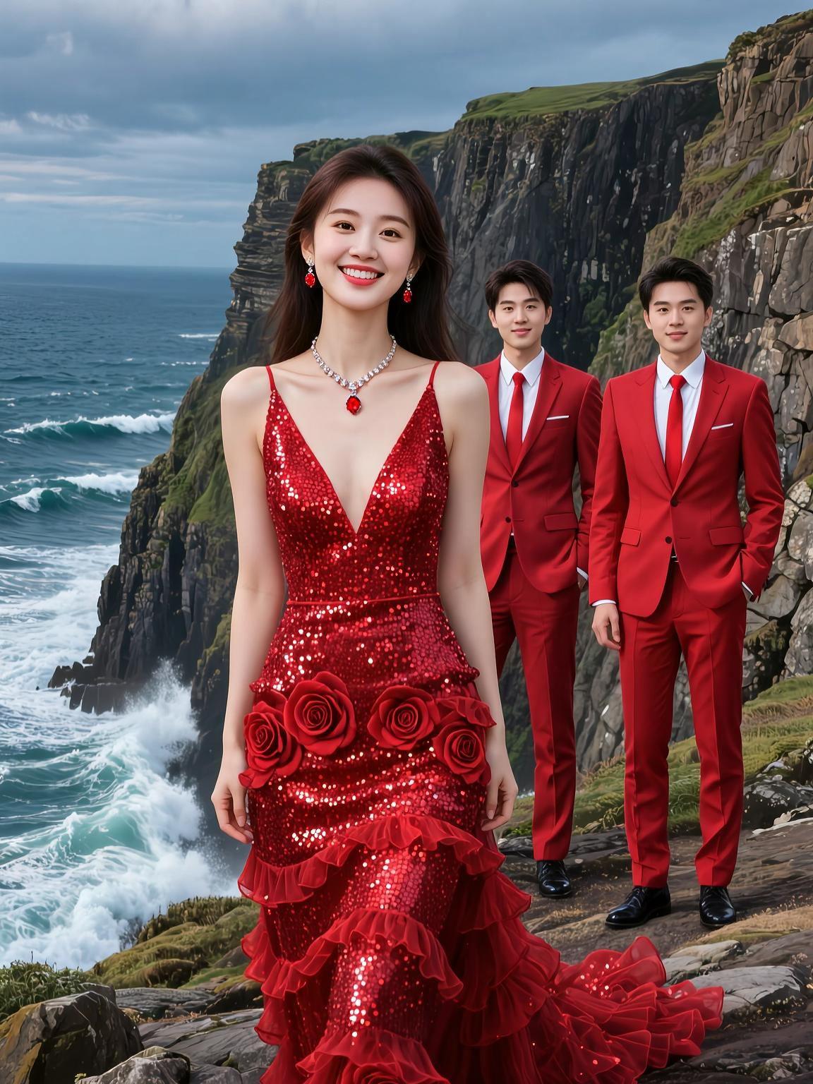 悬崖时尚大片 抖音ai创作 美女 高颜值