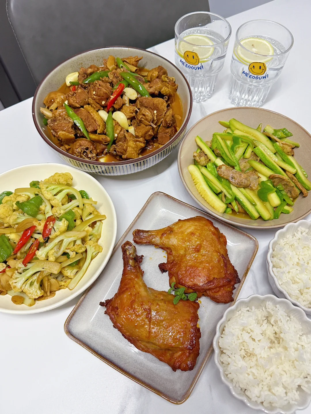 ✅晚餐分享｜啤酒鸭➕烤鸡腿➕西葫芦➕花菜