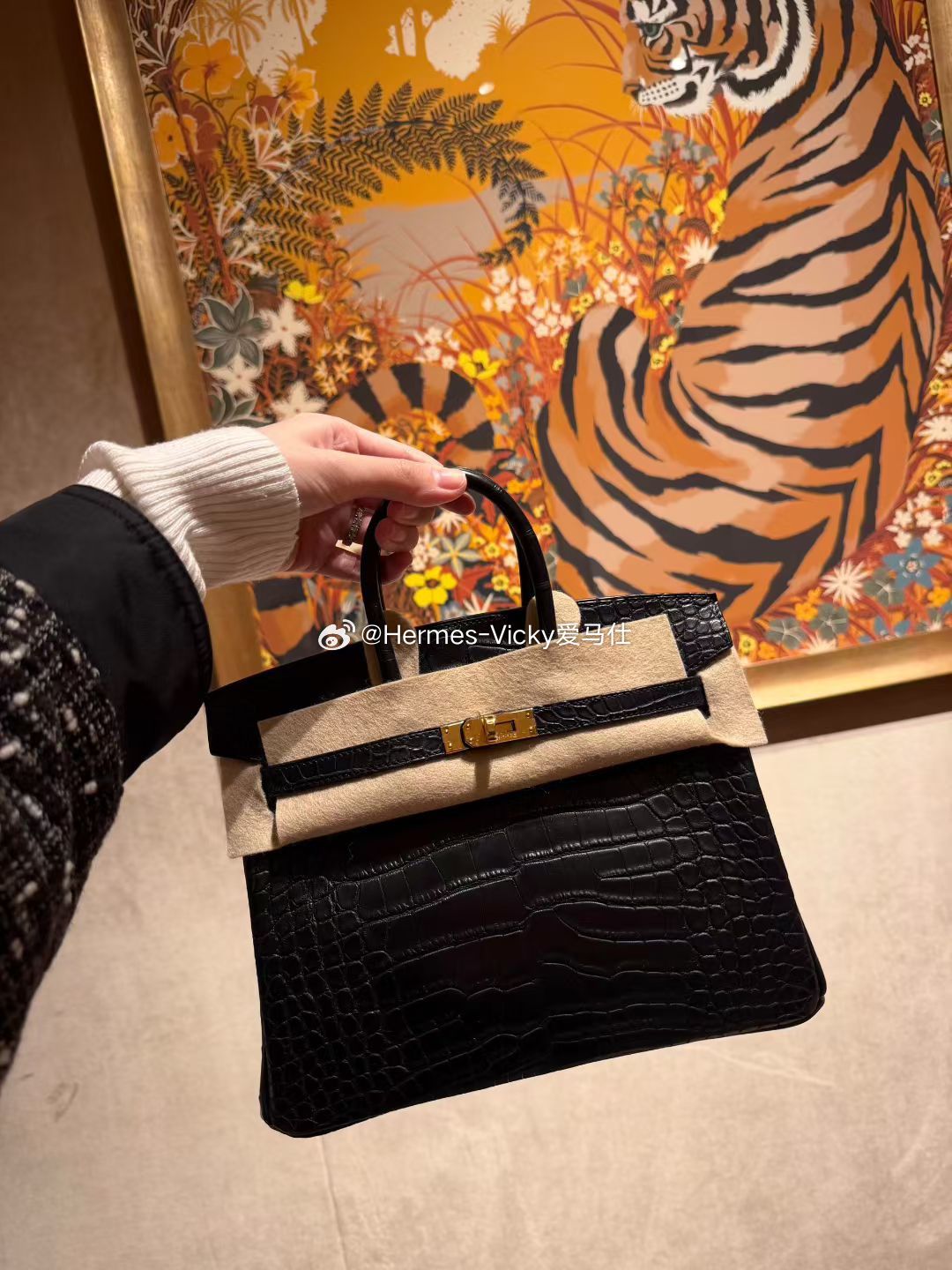Birkin 25 黑金 雾面鳄鱼 